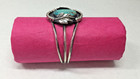 Vintage Native American Navajo Natural Turquoise Sterling Cuff Bracelet Signed