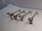 Vintage 4 Sterling Silver Knife Rest Peacock Pheasant Bird Taxco Mexico