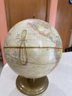 Vintage  cram Antique  World Globe 12    Beige W Gold Metal Base Made In Usa