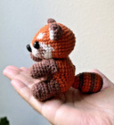 Red Panda Amigurumi - Crocheted Woodland Animal Plush  Red Orange Brown White