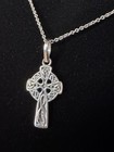 Sterling Silver 925 Celtic Cross Charm Pendant Necklace 16    Rope Chain