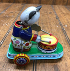Vintage Drumming Animal Clockwork Wind-up Tin Toy W box   Key Ms565