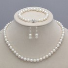 8-9mm Natural Akoya Cultured Pearl Necklace   Bracelet   Earrings Jewelry Set