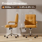 Mid Back Office Desk Chair Pu Leather Tufted Swivel Computer Chair Chrome 300lbs