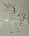 Vintage Hand Blown Glass Unicorn  Art Figurine Clear Glass  