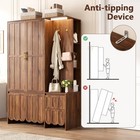 71    Tall Armoire Wardrobe 2 Drawers 3 Shelves Sensor Light Hooks 2 Doors Walnut