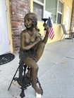Lorenzo Champagne Lady On Stool Bronze Statue- A True Piece Of Art-signed