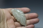 Chinese Hand-carved Hetian Jade Leaves Pendant Statues Figurines