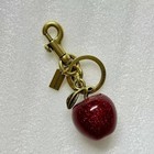 Coach Red Apple Bag Charm Keychain Resin Metal Brass Purse Decoration