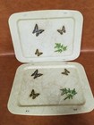 Vintage Mid Century Fiberglass Tv Trays Quaker Butterflies Theme  no Stands 