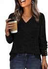 Women s V Neck Long Sleeve Sweater 2026 Button Knitted Tunic Top Dressy Casual