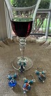Lampwork Glass Wine Glass stemware Charms markers Set Of 4 ocean Sealife 1