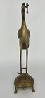 Vtg Brass Figurine Statue Crane Standing On Turtle With Fish Luck Health 7 75 