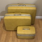 Vintage 1970   s Samsonite Hardcover Suitcase Set Yellow 3 Piece