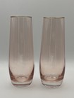 Vintage Mcm Champagne Flute Stemless Blush Pink Gold Rim Set Of 2 Glasses