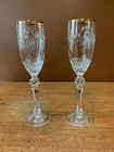 Waterford Cherished Moments 2000 Toasting Champagne Glass Flutes Gold Rim Set
