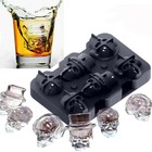3d Skull Shape Ice Cube Tray Mold Black Flexible Silicone Whiskey Ice Ball Maker