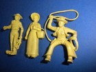 3 Roy Rogers Western Cowboy Figures 1950 s Marx Playset 60mm Lot Vintage Cream