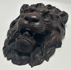 Antique German Wooden Oak Carved Lion Head Plaque sculpture C1920