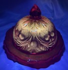 Vtg Mosser Glass Inverted Thistle Design Rare Ruby Red Butter cheese Dish Glows