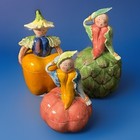 Anthropomorphic Lidded Vegetable Jars Horchow Pottery Neiman Marcus Italy Vtg