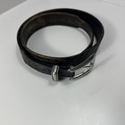 Title Vintage 1994 Western Ranger Belt Black Tooled Leather Engraved Buckle Set