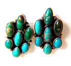 Vintage Navajo Sterling Silver Multicolor Turquoise Cluster Post Earrings