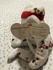 Ty Beanie Babies  holiday Teddy  White Bear Santa Hat Holly Plush 1998 Vintage