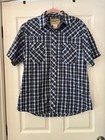 Wrangler Western Blue Plaid Short Sleeve Pearl Snap Shirt Mens L g 