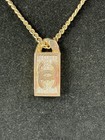 Chanel Gold-tone Crystal Dog Tag Charm Necklace Cc Logo Pendant Pre-owned