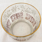 Vintage Hazel-atlas Glass Ice Bucket White Floral Gold Scroll Mcm Marked