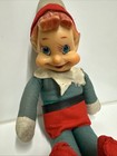 Large Vintage Christmas Elf Pixie Doll Stuffed Rubber Face 12 Inches Tall