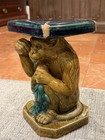 Majolica Mcm 11 75  Tall Monkey Plant Pedestal Garden Seat Stand Art Pottery Euc