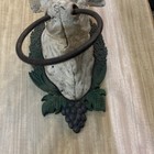 Vintage Cast Iron White Bull Head Country Towel Holder