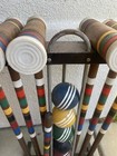 Vintage Forster 6-player Croquet Set With Stand     Wooden Mallets   Balls     Read