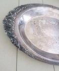 Vintage Rose Point By Wallace 17  Silver Plated Victorian Oval Platter  Tray