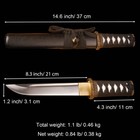 16   Short Self-defense Knife Handmade Black Sharp Japanese Samurai Tanto Sword