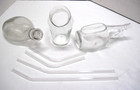 4 Vint Glass Items  Baby Bottle   Lge Med Glass  Invalid Feeder    4 Bent Straws