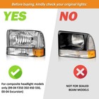 Pair Headlights For 1999-2004 Ford F250 F350 F450 Super Duty Excursion W bulbs
