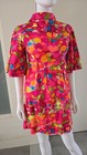 Vintage 1960s Psychedelic Floral Mini Muumuu Hawaiian Dress Tiki Bell Sleeves S