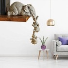 Elephant Statue Sculpture Shelf Sitter For Home Decor 3pcs 