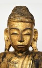 19th Century  Mandalay  Antique Burmese Wooden Standing Buddha With Gilded Gold