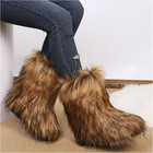 Women s Faux Fur Boot Furry Fluffy Round Toe Snow Winter Mid-calf Boots   Women 
