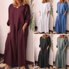 Women Maxi Dress Kaftan Tops Length Long Oversize Cotton Shirt Full