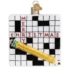 Old World Christmas Crossword Puzzle Glass Ornament Free Box 44139 New