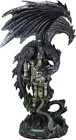 Ebros Large 23 5  Tall Black Dragon Guarding Castle Atop A Rocky Cliff Statue