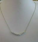 Curved Bar Necklace Pendant W  Lab Diamonds  925 Sterling Silver    18  