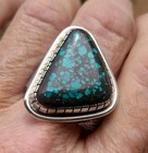 Natural Cloud Mountain Turquoise Sterling Silver Tufa Cast Ring Size 13 5 29 9g