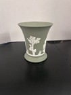 Rare    Vintage Wedgewood Sage Green Jasperware Small Vase With Cherub Motif
