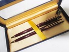 Vtg Waterman Laque Veritable Burled Woodgrain Ballpoint   Mechanical Pencil Set